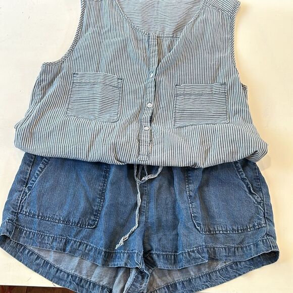 C and C California romper denim with striped denim top size small - Picture 8 of 13